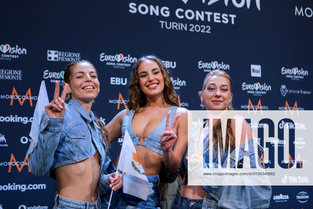 Andromache (Ela) Cyprus and the crew during the Eurovision Song Contest 2022, artists press conference, on 05 May 2022, at Pala Alpitour in Turin, Italy. Photo Nderim KACELI