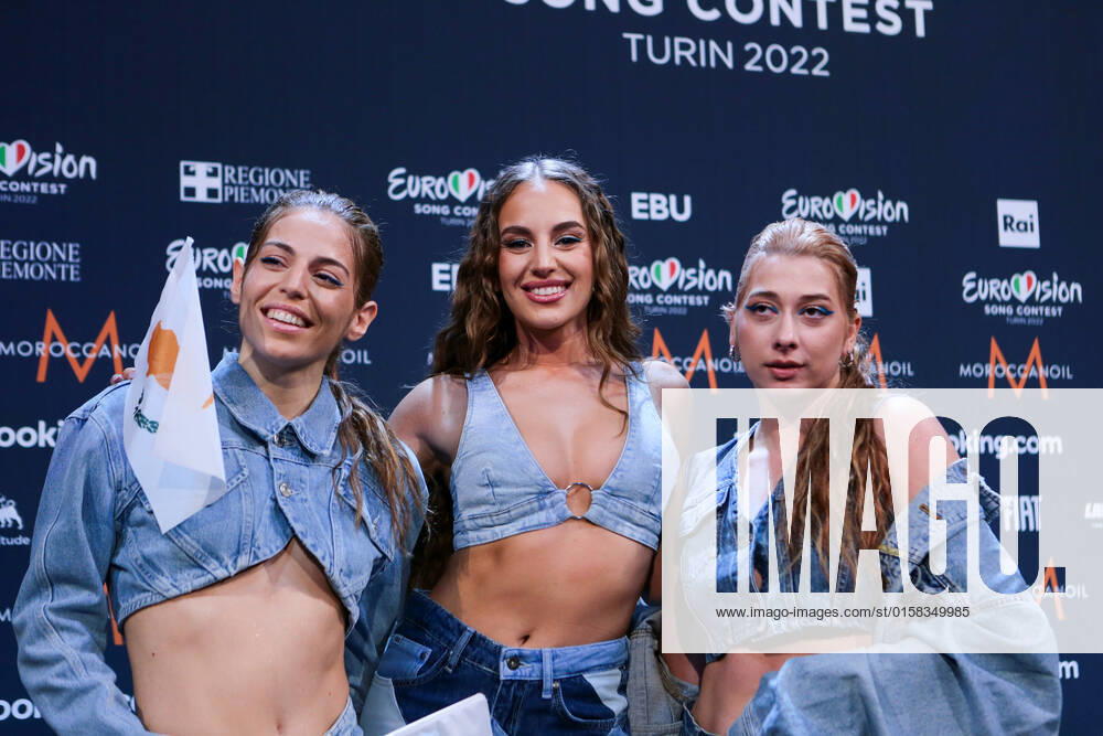 Andromache (Ela) Cyprus and the crew during the Eurovision Song Contest 2022, artists press conference, on 05 May 2022, at Pala Alpitour in Turin, Italy. Photo Nderim KACELI