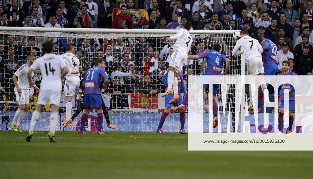 League BBVA match played between Real Madrid and UD Levante. In this picture, Cristiano Ronaldo scores first goal.