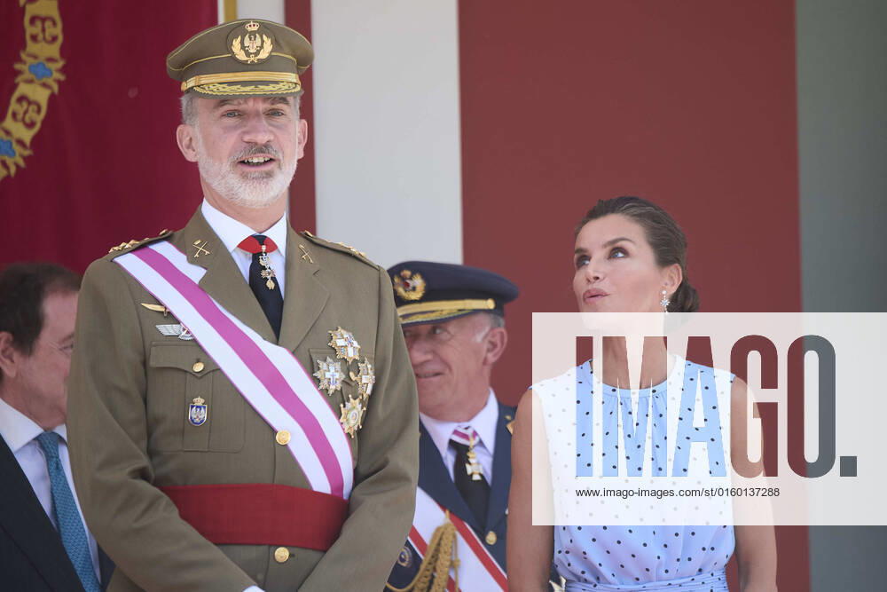Madrid Queen Letizia and King Felipe during the military ceremony of the armed forces day in Madrid. No Spain Â