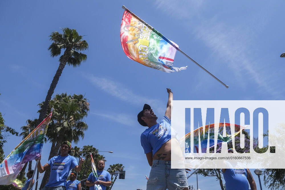 Parade participants with costume perform as they march along Santa Monica Boulevard during the WEHO Pride Parade in West Hollywood on Sunday June 5, 2022. Los Angeles USA - ZUMAc68_ 20220605_zaf_c68_008