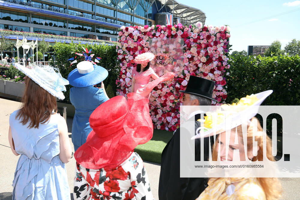Ascot, Windsor, GBR - Fashion: Women with hats at the racecourse. Ascot racecourse. (Zuschauer, Besucher, Publikum, Fashion, Mode, modisch, Frauen, Eleganz, elegant, Huete, High Society, Gesellschaft, Menschen, Personen, weiblich, feminin, Kopfbedeckungen) 220614D509ROYAL_ASCOT