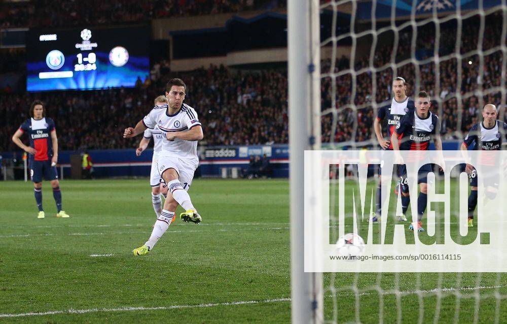 Chelsea s Eden Hazard scoring his sides opening goal Paris Saint Germain PSG vs Chelsea FC London London - Champions League - .