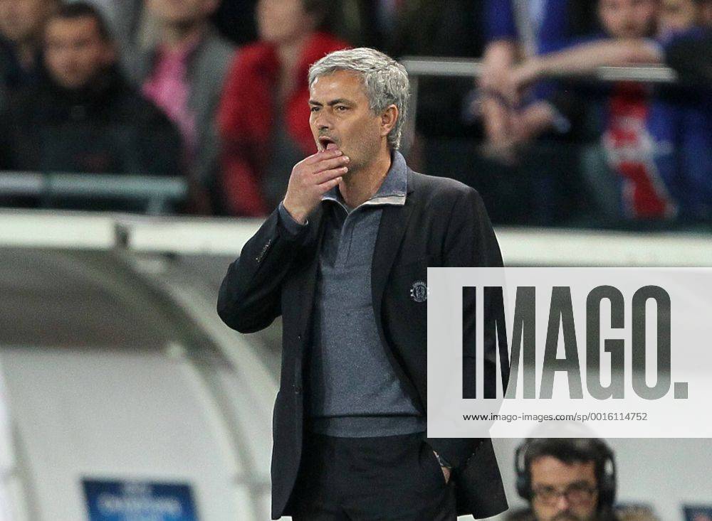Chelsea s Jose Mourinho looks on dejected Paris Saint Germain vs Chelsea - Champions League - Parc Des Princes- Paris - France - - Pic DavidKlein Sportimage .