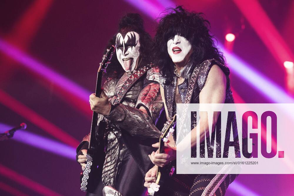 Gene Simmons (L) and Paul Stanley of KISS perform during the End Of The Road -tour in Helsinki, June 20, 2022. Helsinki Helsinki Finland
