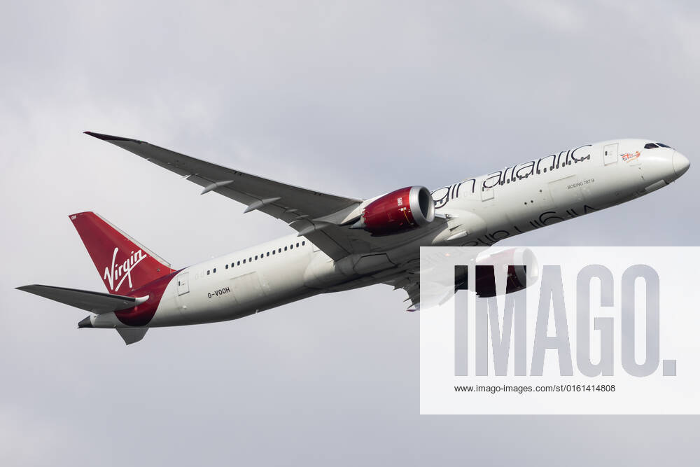 Die Boeing 787-9 Dreamliner (B789) der Fluglinie Virgin Atlantic (VS VIR) mit der Registrierung G-VOOH (MSN: 37968) startet vom Flughafen London Heathrow Airport (EGLL LHR). London Greater London Vereinigtes Königreich