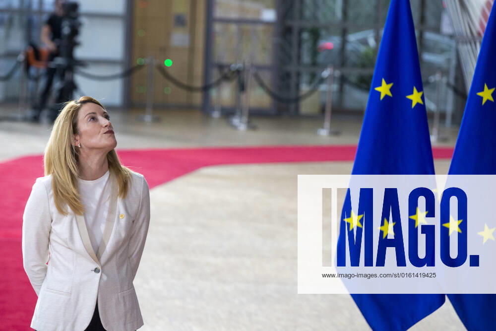 European Parliament chairwoman Roberta Metsola arrives for arrives for an EU-Western Balkan meeting, ahead of the European council summit, in Brussels, Thursday 23 June 2022. The leaders of Serbia, Albania and North Macedonia will not boycott the European Union summit after all. The leaders of Albania and North Macedonia considered staying away from the summit as Bulgaria continues to block the start of talks over the two countries accession to the EU. The EU summit on the Western Balkans begins Thursday. This will be followed by a regular summit, including on granting candidate country status to Ukraine and Moldova. NICOLASxMAETERLINCK 36568096