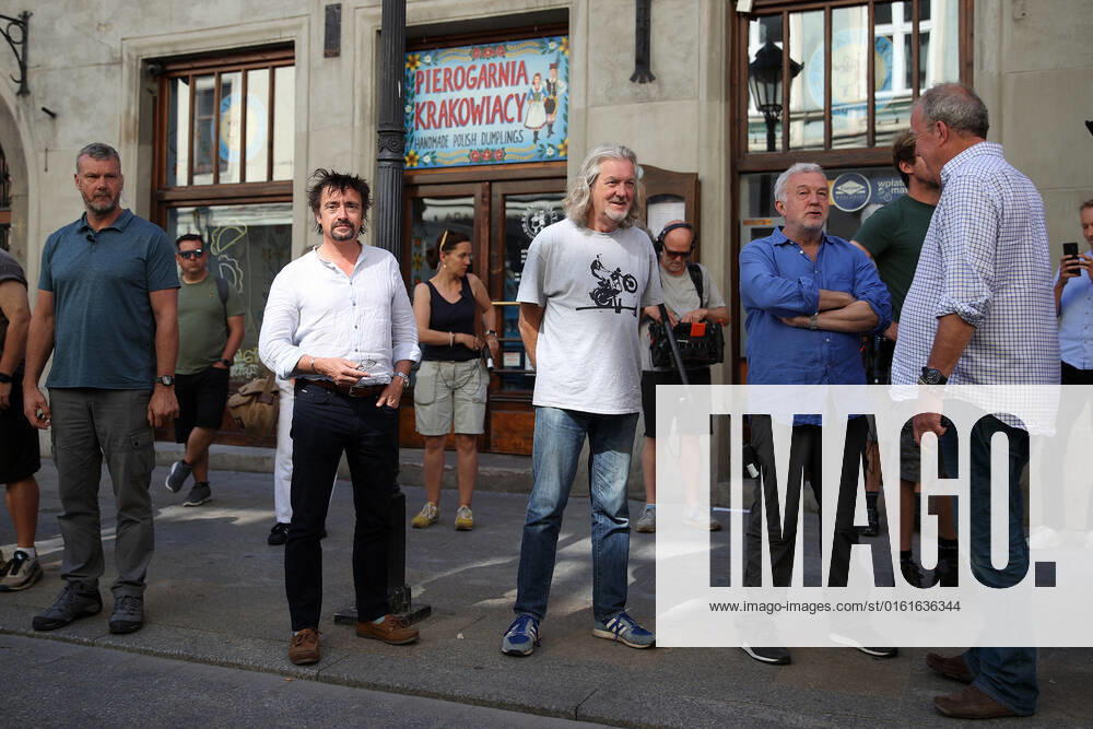 The Grand Tour stars, Jeremy Clarkson, Richard Hammond and James May, visit Cracow, Poland, while on tour filming the show. The Grand Tour is a British motoring television series, created by Jeremy Clarkson, Richard Hammond, James May, and Andy Wilman, made for Amazon exclusively for its online streaming service Amazon Prime Video which premiered in 2016. The programme was conceived in the wake of the departure of Clarkson, Hammond, May and Wilman from the BBC series Top Gear. Krakow Poland - ZUMAs197 20220624_zaa_s197_595
