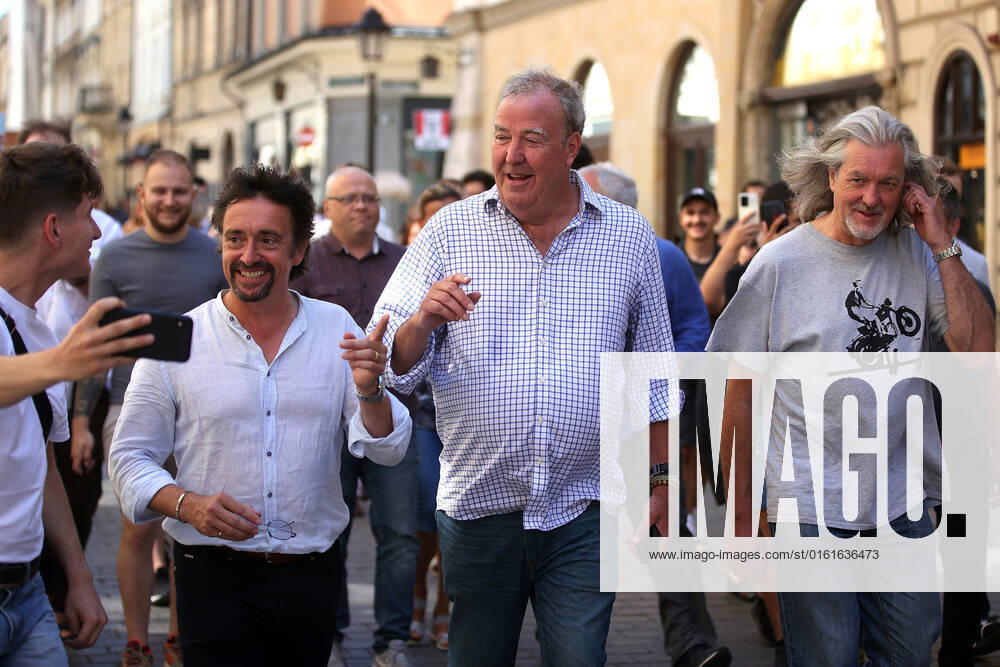The Grand Tour stars, Jeremy Clarkson, Richard Hammond and James May, visit Cracow, Poland, while on tour filming the show. The Grand Tour is a British motoring television series, created by Jeremy Clarkson, Richard Hammond, James May, and Andy Wilman, made for Amazon exclusively for its online streaming service Amazon Prime Video which premiered in 2016. The programme was conceived in the wake of the departure of Clarkson, Hammond, May and Wilman from the BBC series Top Gear. Krakow Poland - ZUMAs197 20220624_zaa_s197_592