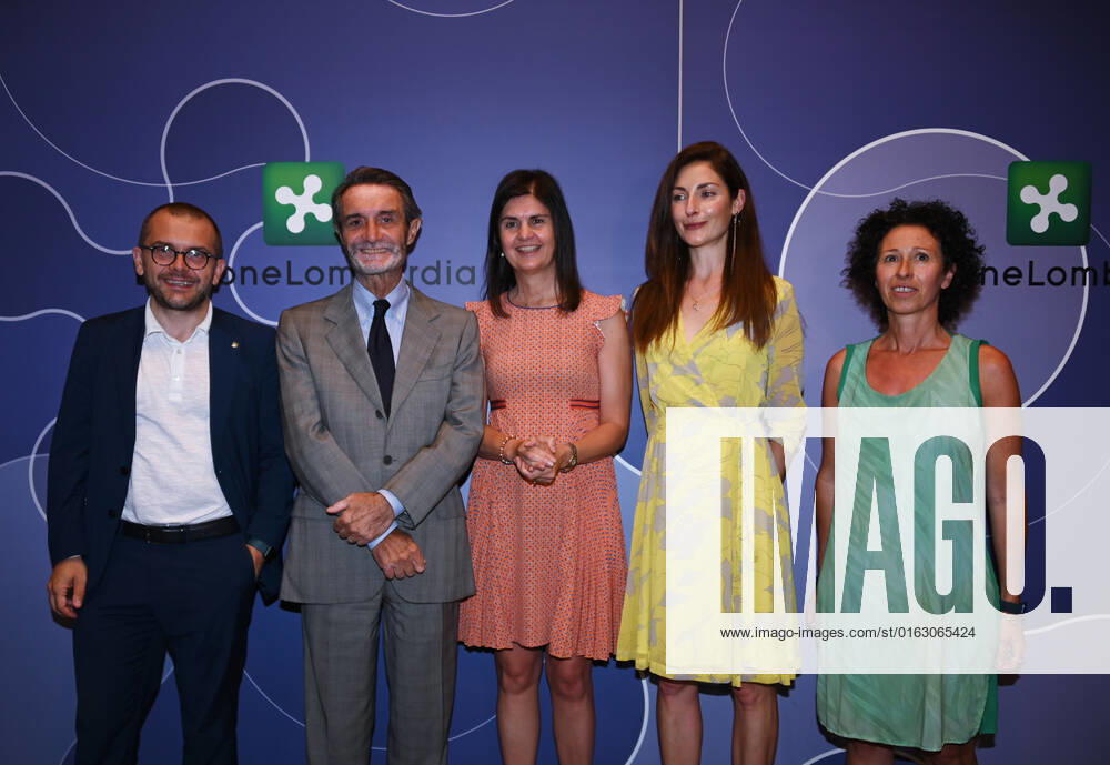 Milan, Italy Wine Media Conference world review dedicated to the communication of wine in Lombardy attended by Attilio Fontana President of the Lombardy Region, Councilor Rolfi of the Lombardy Region together with the president of Ascovilo Giovanna Prandini and the journalist and author Laura Donadoni, in video link from the United States Allan Wright president of the Wine Media Conference. The event will take place in Desenzano del Garda from 27 September to 3 October 2022 In the picture: Giovanna Prandini president Ascovilo, Attilio Fontana President of the Lombardy Region, councilor Rolfi Lombardy Region, Laura Donadoni, Francesca Pagnoncelli Folcieri
