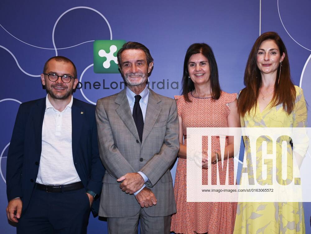 Milan, Italy Wine Media Conference world review dedicated to the communication of wine in Lombardy attended by Attilio Fontana President of the Lombardy Region, Councilor Rolfi of the Lombardy Region together with the president of Ascovilo Giovanna Prandini and the journalist and author Laura Donadoni, in video link from the United States Allan Wright president of the Wine Media Conference. The event will take place in Desenzano del Garda from 27 September to 3 October 2022 In the picture: Giovanna Prandini president Ascovilo, Attilio Fontana President of the Lombardy Region, Councilor Rolfi of the Lombardy Region, Laura Donadoni