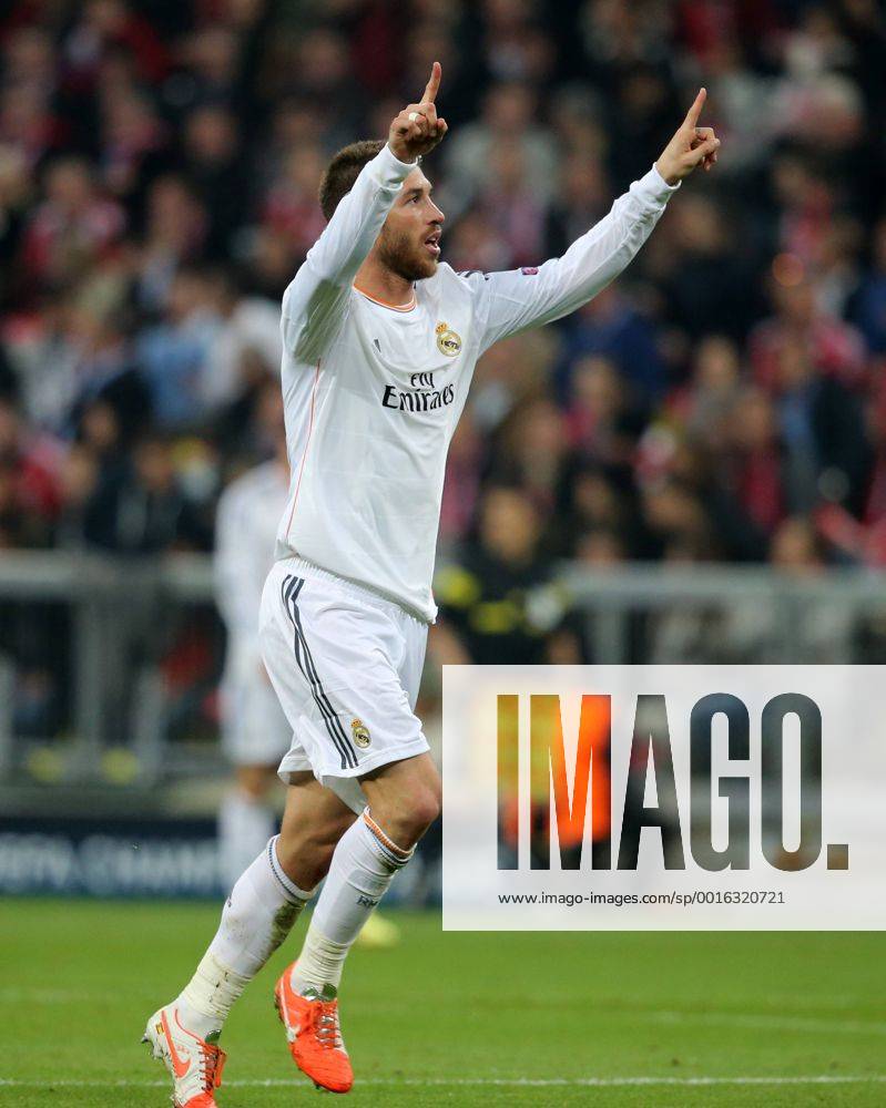 München, Fussball Männer, UEFA Champions League, Saison 2013 2014, Halbfinale Rückspiel, FC Bayern München vs Real Madrid CF 29.04.2014, München Arena München Sergio Ramos, Real Madrid, Aktion, torjubel