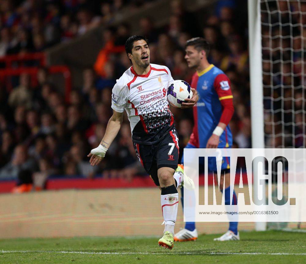 Liverpool s Luis Suarez celebrates scoring his sides third goal Crystal Palace vs FC Liverpool - Barclays Premier League - Selhurst Park - London - UK - 05 05 2014 - .
