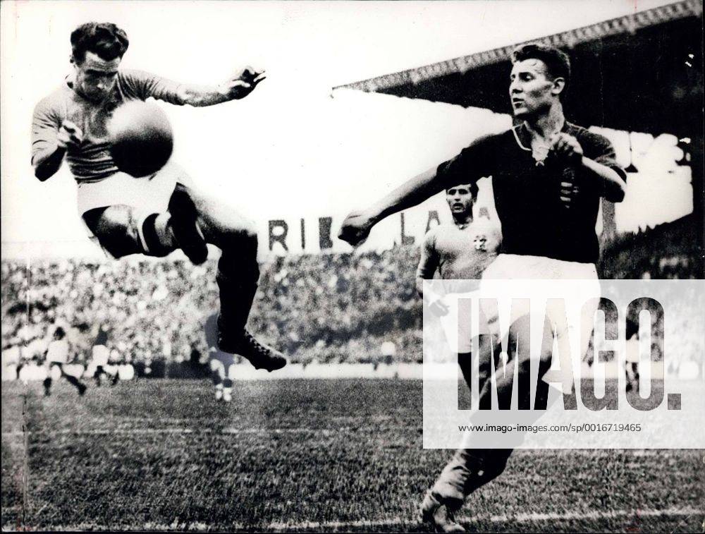 Jun. 19, 1938 - World Cup 1938: Italy v Hungary. Photo shows the moment when Italian player Alfredo Foni (L) executes a back-flip. - ZUMAk09