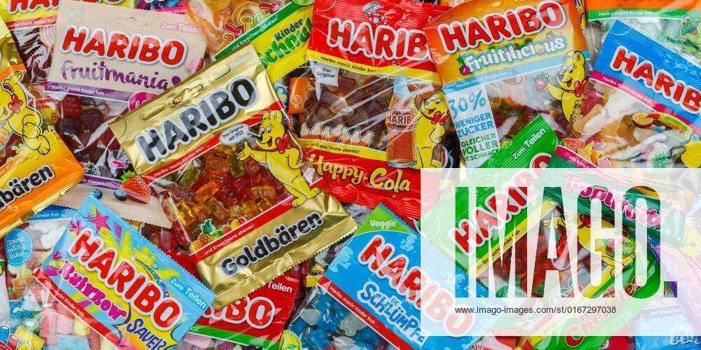 Haribo gummy bear gummi candy candies different types variety background banner, Stuttgart, Germany - March 7, 2021: Haribo gummy bear gummi candy candies different types variety background banner in Stuttgart, Germany., Stuttgart, Germany - March 7, 2021: Haribo gummy bear gummi candy candies different types variety background banner in Stuttgart, Germany., 29.08.2021,