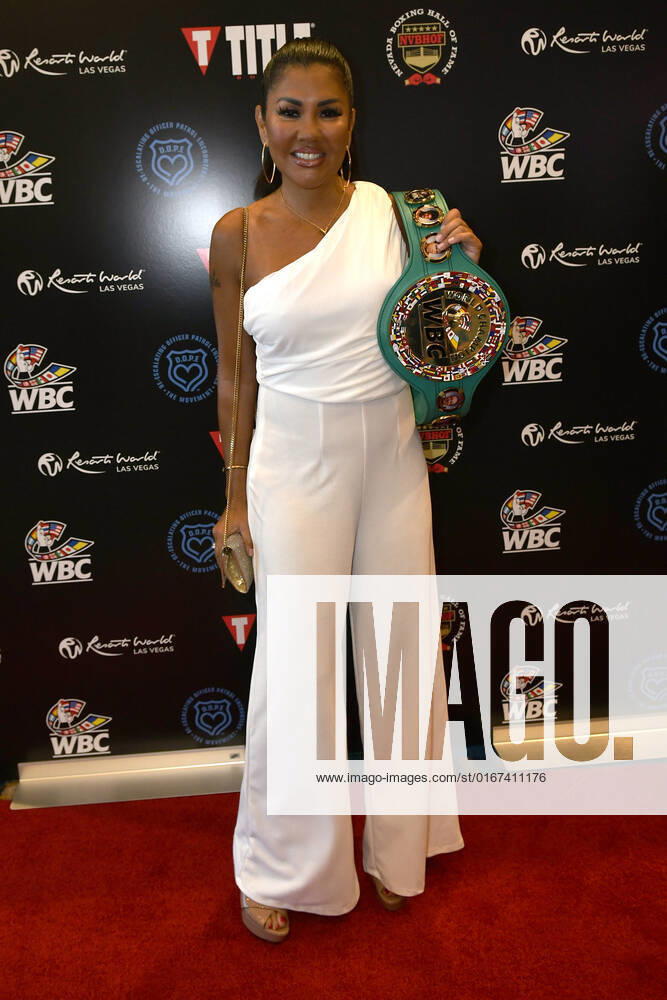 LAS VEGAS, NV - AUGUST 27: Mia St. John Arriving at the Induction Ceremony & Dinner for the 2022 Nevada Boxing Hall Of Fame at Resorts World Las Vegas in Las Vegas,Nevada, on August 27, 2022.