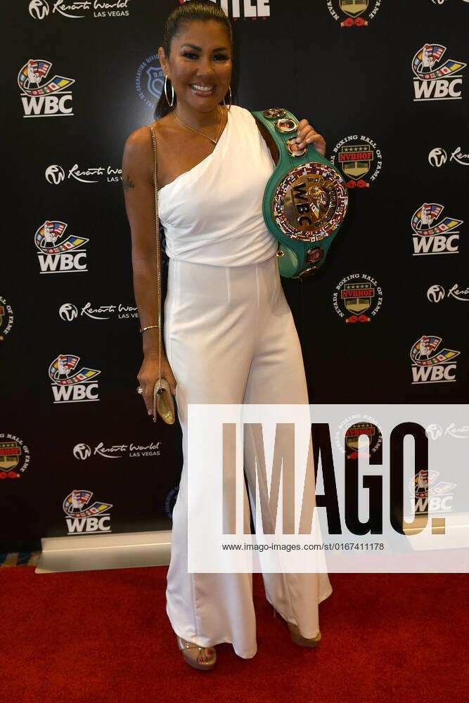 LAS VEGAS, NV - AUGUST 27: Mia St. John Arriving at the Induction Ceremony & Dinner for the 2022 Nevada Boxing Hall Of Fame at Resorts World Las Vegas in Las Vegas,Nevada, on August 27, 2022.