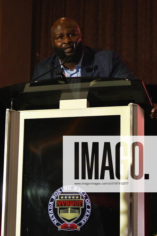 LAS VEGAS, NV - AUGUST 27: James Toney speaking at the Induction Ceremony & Dinner for the 2022 Nevada Boxing Hall Of Fame at Resorts World Las Vegas in Las Vegas,Nevada, on August 27, 2022.