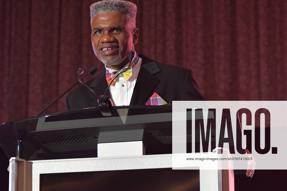 LAS VEGAS, NV - AUGUST 27: Julian Jackson speaking at the Induction Ceremony & Dinner for the 2022 Nevada Boxing Hall Of Fame at Resorts World Las Vegas in Las Vegas,Nevada, on August 27, 2022.