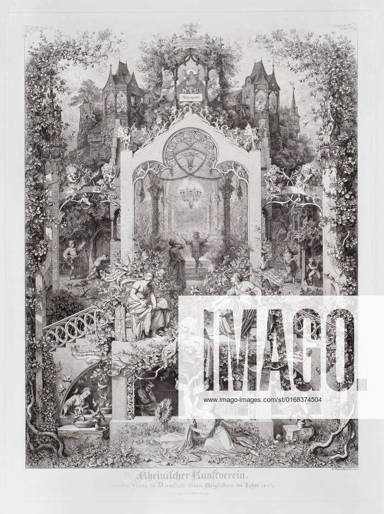 Ï»¿Aschenputtel aus den Kinder-und-Haus Märchen gesammelt durch die Brüder Grimm (illustration). Kunstverein Darmstadt (Darmstadt ; towarzystwo ; 1833- ), merchant employer, Rheinischen Kunstverein (Darmstadt, MiÅ›nia, Mannheim, Karlsruhe, Strassburg ; towarzystwo ; 1837- ), merchant employer, Neureuther, Eugen Napoleon (1806-1882), graphic artist, Wick, Wendelin (fl. 1842-1853), printer, Rösl, Joseph (fl. ca 1813-1858), printer