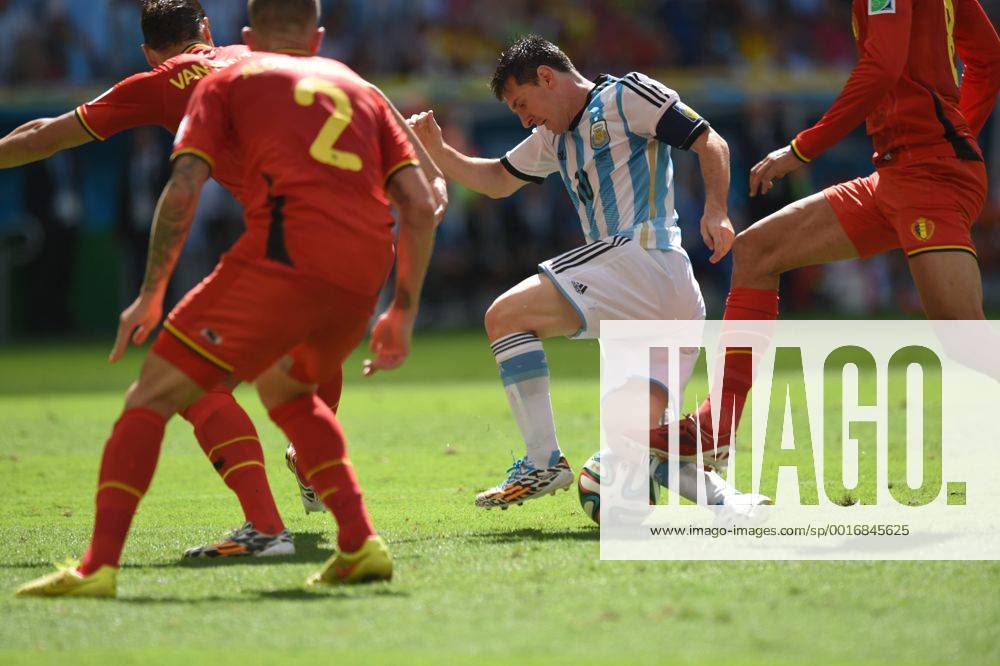 Lionel Messi (ARG), JULY 5, 2014 - Football Soccer : Lionel Messi of Argentina is fouled during the FIFA World Cup Brazil 2014 Quarter-finals match between Argentina 1-0 Belgium at Estadio Nacional in Brasilia, Brazil. Noxthirdxpartyxsales (uzdb007046)