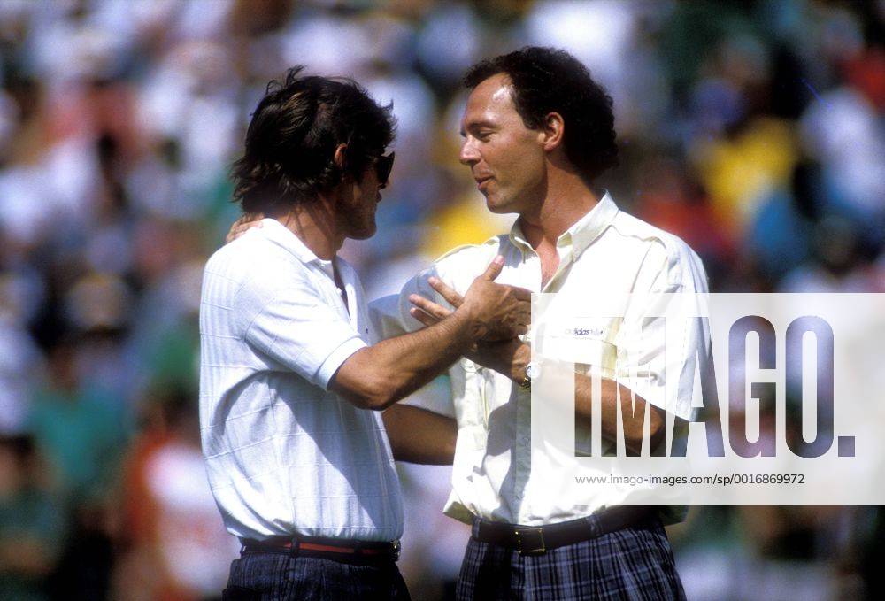 BECKENBAUER Franz Trainer Team Deutschland mit Trainer Milutinovic FIFA Fussball Weltmeisterschaften 1986 in Mexico