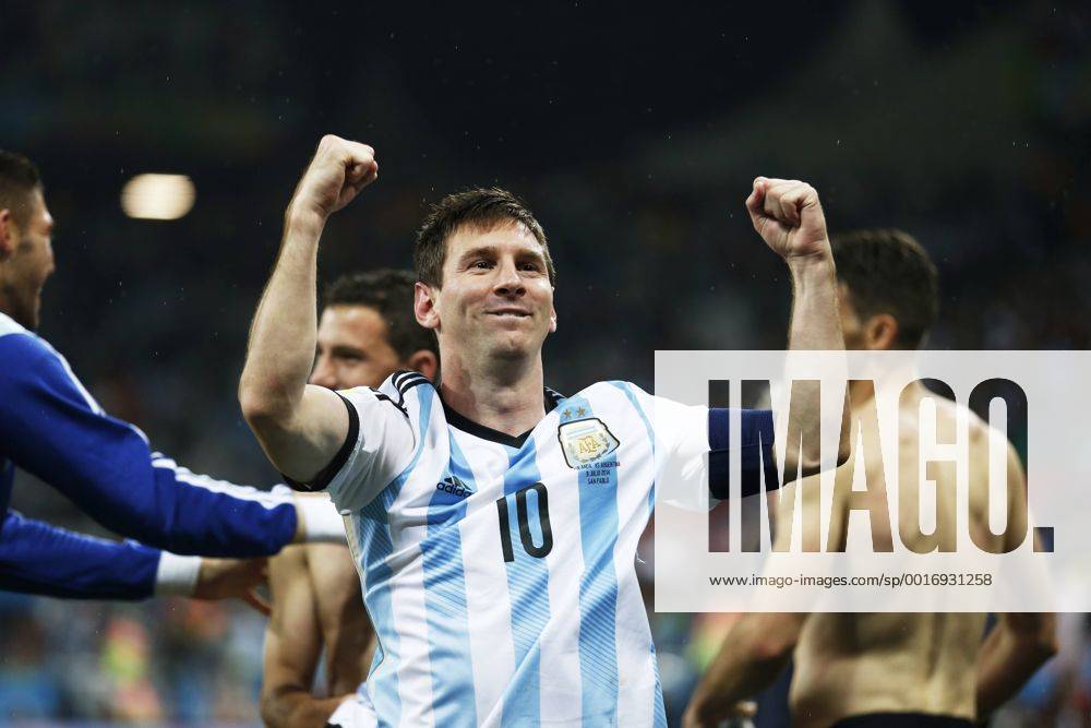 Lionel Messi (ARG), JULY 9, 2014 - Football Soccer : Lionel Messi of Argentina celebrates after winning the penalty shoot out during the FIFA World Cup 2014 semi-final match between Netherlands 0(2-4)0 Argentina at Arena De Sao Paulo Stadium in Sao Paulo, Brazil. NOxTHIRDxPARTYxSALES. (heha013584)