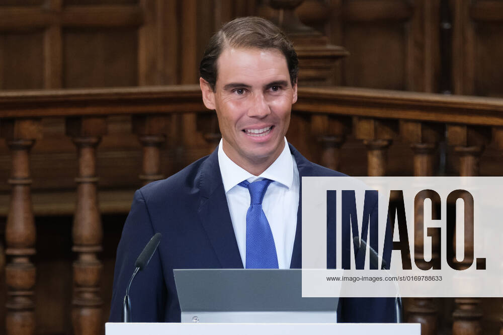 Tennis player Rafael Nadal, seen during the delivery of the Camino Real Award on its fifth edition at the auditorium of the University of Alcala, in Alcala de Henares, Madrid. The Camino Real award has been granted by the Franklin Institute of the University of Alcala, which recognizes the professional work of Spaniards who in an outstanding and exemplary way project and enhance the positive image of Spain in the United States. The projection of the image of Spain in North America by the tennis player, means his triumph in the US Open (2019), as well as in previous editions of 2010, 2013, 2017 and in other tournaments played in North America. Madrid Spain - ZUMAs197 20220920_zaa_s197_119