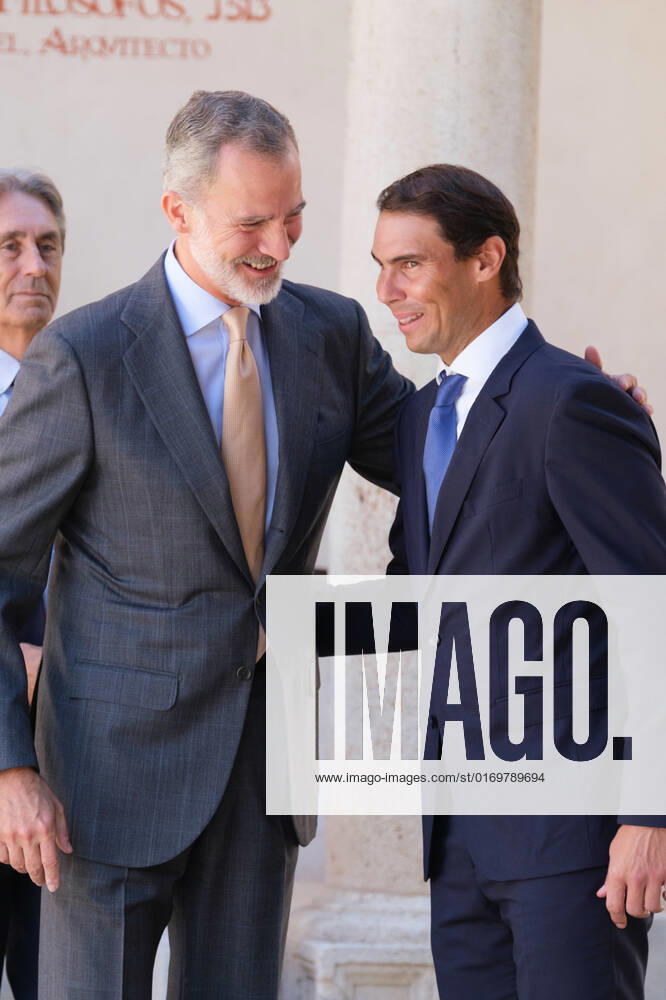 King Felipe VI of Spain and tennis player Rafael Nadal seen during the delivery of the Camino Real Award on its fifth edition, at the auditorium of the University of Alcala, in Alcala de Henares, Madrid. The Camino Real award has been granted by the Franklin Institute of the University of Alcala, which recognizes the professional work of Spaniards who in an outstanding and exemplary way project and enhance the positive image of Spain in the United States. The projection of the image of Spain in North America by the tennis player, means his triumph in the US Open (2019), as well as in previous editions of 2010, 2013, 2017 and in other tournaments played in North America. Madrid Spain - ZUMAs197 20220920_zaa_s197_095
