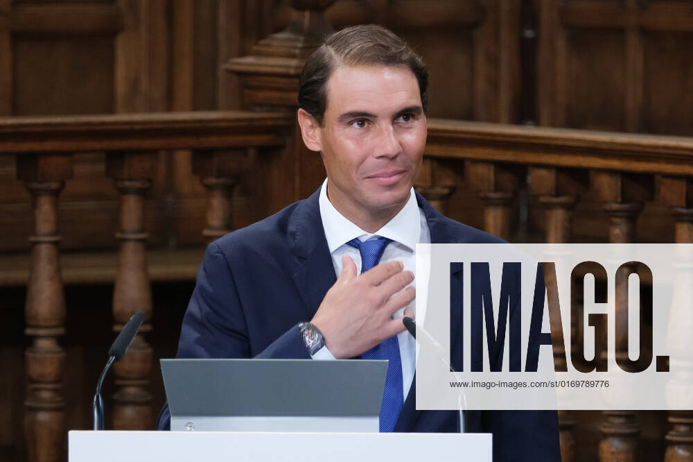 Tennis player Rafael Nadal, seen during the delivery of the Camino Real Award on its fifth edition at the auditorium of the University of Alcala, in Alcala de Henares, Madrid. The Camino Real award has been granted by the Franklin Institute of the University of Alcala, which recognizes the professional work of Spaniards who in an outstanding and exemplary way project and enhance the positive image of Spain in the United States. The projection of the image of Spain in North America by the tennis player, means his triumph in the US Open (2019), as well as in previous editions of 2010, 2013, 2017 and in other tournaments played in North America. Madrid Spain - ZUMAs197 20220920_zaa_s197_118