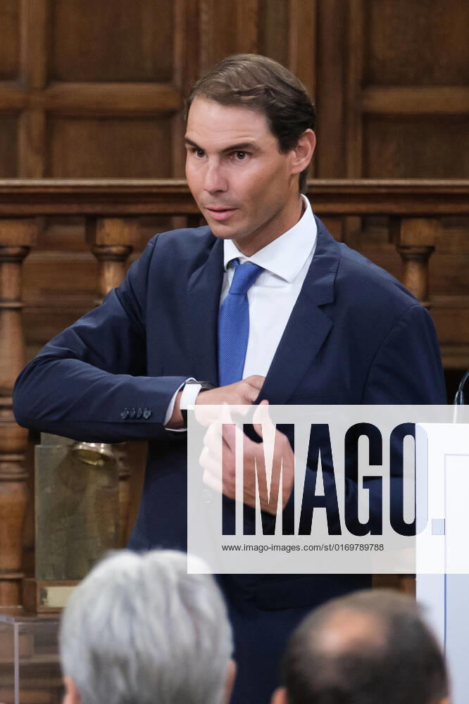 Tennis player Rafael Nadal, seen during the delivery of the Camino Real Award on its fifth edition at the auditorium of the University of Alcala, in Alcala de Henares, Madrid. The Camino Real award has been granted by the Franklin Institute of the University of Alcala, which recognizes the professional work of Spaniards who in an outstanding and exemplary way project and enhance the positive image of Spain in the United States. The projection of the image of Spain in North America by the tennis player, means his triumph in the US Open (2019), as well as in previous editions of 2010, 2013, 2017 and in other tournaments played in North America. Madrid Spain - ZUMAs197 20220920_zaa_s197_121