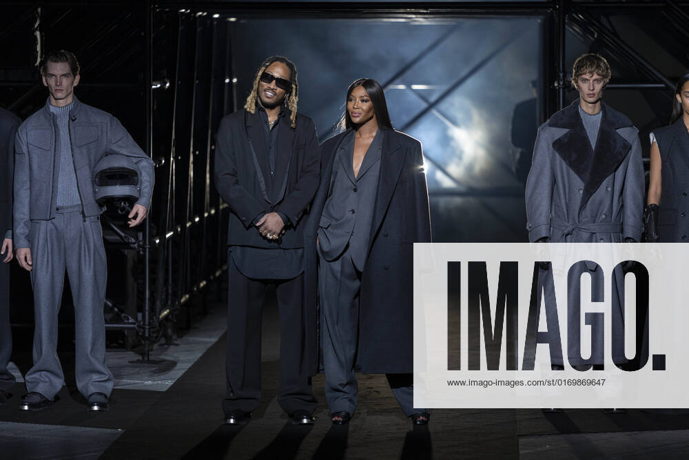 Milan, Milan Fashion Week, Woman Spring Summer 2023. Milan, Women s Fashion, Spring Summer 2023. Boss fashion show catwalk Pictured: Future PLUTO Hendrix with Noemi Campbell