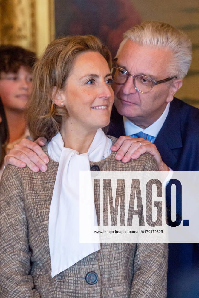 Prince Laurent and Princess Claire of Belgium are seen at the award ceremony of the Prix Terre d Avenir Prijs Focus Aarde science awards, in Brussels, Wednesday 05 October 2022. The award is an initiative of the Queen Paola Foundation in collaboration with the Dirk Frimout Foundation and rewards the best integrated tests and cross-curricular group projects (Extraordinary secondary education and Center for part-time education) about the earth, space or the relationship between people and soil. JONASxROOSENS 46343945