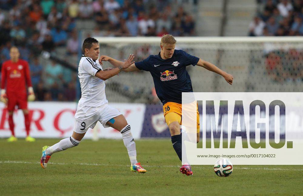 SOCCER - CL, Karabag vs RBS BAKU,AZERBAIJAN,30.JUL.14 - SOCCER - UEFA Champions League, qualifying, Karabag Agdam FK vs Red Bull Salzburg. Image shows Reynaldo (Karabag) and Martin Hinteregger (RBS).