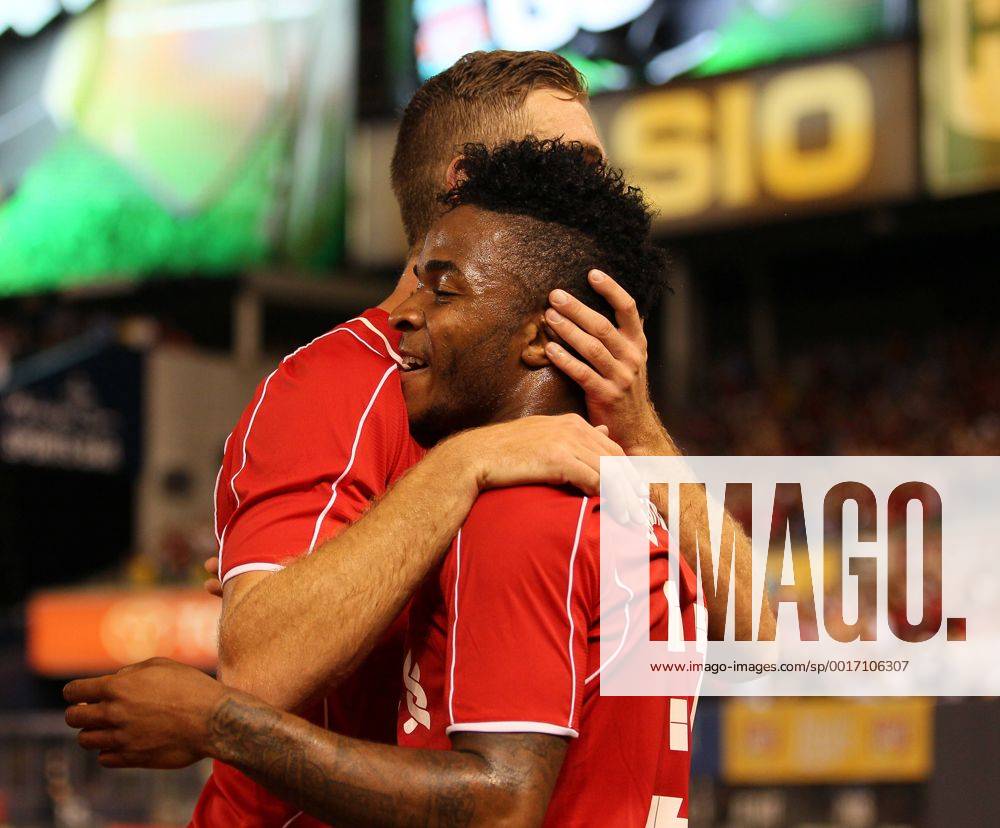 Liverpool s Raheem Sterling celebrates scoring his sides second goal - International Champions Cup 2014 - Manchester City vs Liverpool - Yankee Stadium - New York - USA - 30th July 2014 - Picture David Klein Sportimage .
