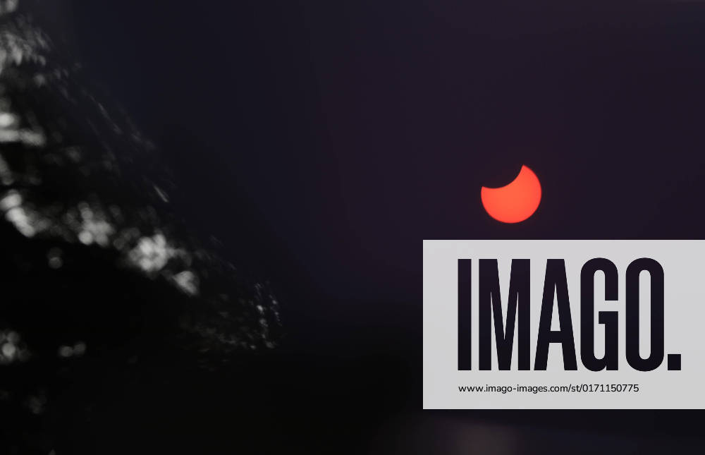 Picture shows a view of the moon partially obscuring the sun disk, This picture taken on October 25, 2022 shows a view of the moon partially obscuring the sun disk, seen behind an X-ray image as a filter, during a partial solar eclipse visible from Gaza City in the Palestinian Gaza Strip enclave. Photo by Ashraf Amra apaimages Gaza city Gaza Strip Palestinian Territory 251022_Gaza_ASH_3_00 (19)