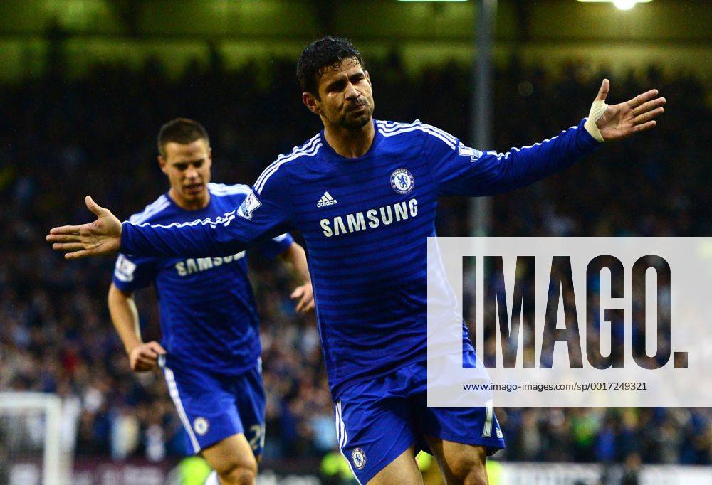 Diego Costa of Chelsea celebrates scoring the equalising goal - Barclays Premier League - Burnley vs Chelsea - Turf Moor Stadium - Burnley - England - 18th August 2014 - Pic Simon Bellis Sportimage .