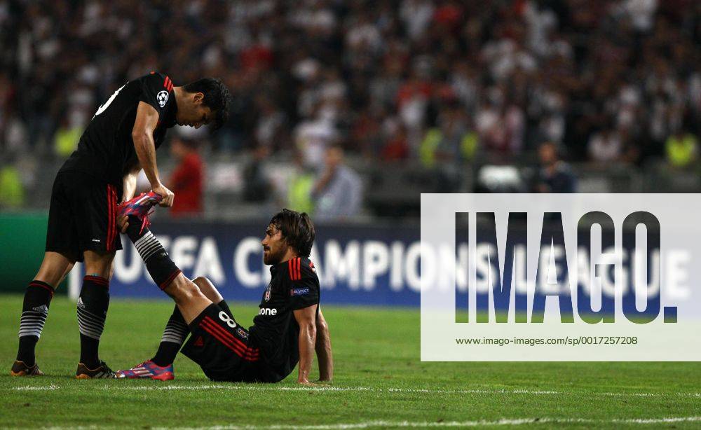 UEFA Champions League playoff first leg match match between Besiktas and Arsenal at Olympic stadium in istanbul 19 august 2014. Score: Besiktas 0 - Arsenal 0 Pictured: Necip Uysal (L) and Veli Kavlak (R) of Besiktas.