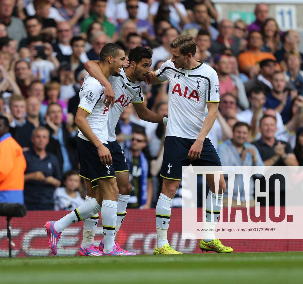 Tottenham s Nacer Chadli celebrates scoring his sides opening goal - Barclays Premier League - Tottenham vs Queens Park Rangers - White Hart Lane - London - England - 24th August 2014 - Picture David Klein Sportimage .