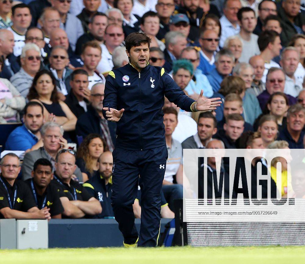 Tottenham s Mauricio Pochettino in action - Barclays Premier League - Tottenham vs Queens Park Rangers - White Hart Lane - London - England - 24th August 2014 - Picture David Klein Sportimage .