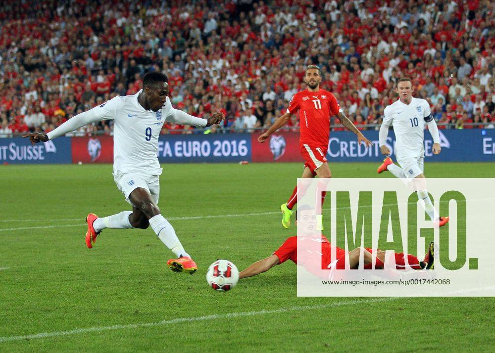 England s Danny Welbeck scoring his sides opening goal - Euro 2016 Qualifier Group E - Switzerland Vs England - St Jakob Park - Switzerland - 8th September 2014 - Picture David Klein Sportimage .