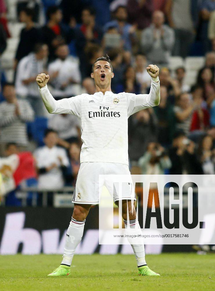 League BBVA match played between Real Madrid and FC Elche. In this picture, Cristiano Ronaldo celebrates one of their goals. A.xGARCIAx