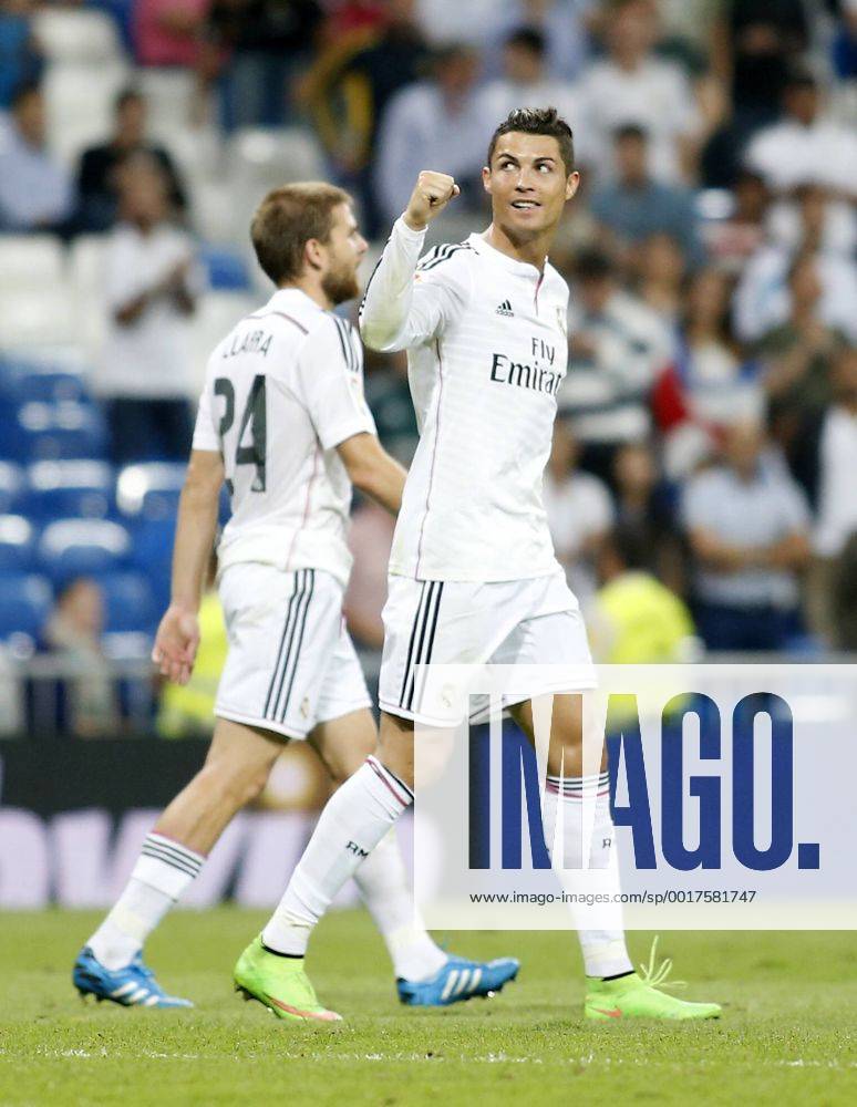 League BBVA match played between Real Madrid and FC Elche. In this picture, Cristiano Ronaldo celebrates one of their goals. A.xGARCIAx