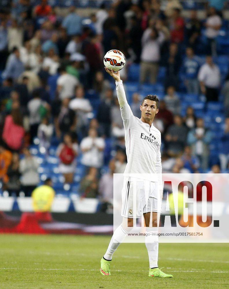 League BBVA match played between Real Madrid and FC Elche. In this picture, Cristiano Ronaldo holds the ball after their four goals. A.xGARCIAx