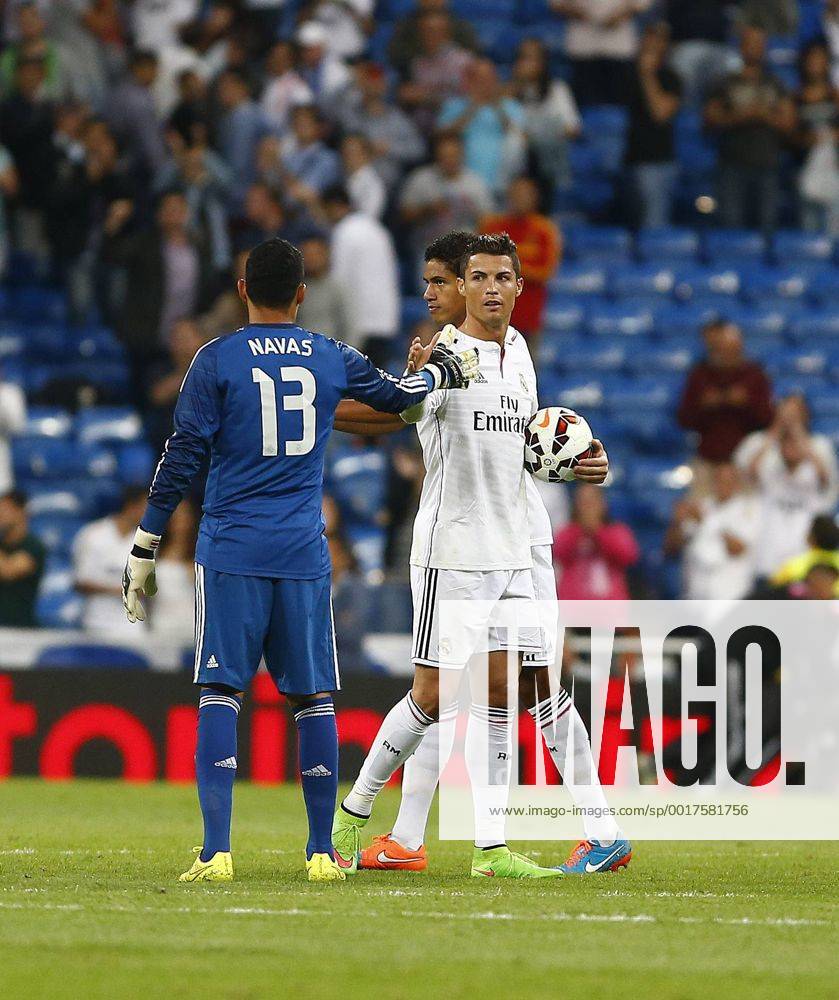League BBVA match played between Real Madrid and FC Elche. In this picture, Cristiano Ronaldo celebrates with Keylor Navas. xBEATRIZxGUZMANx