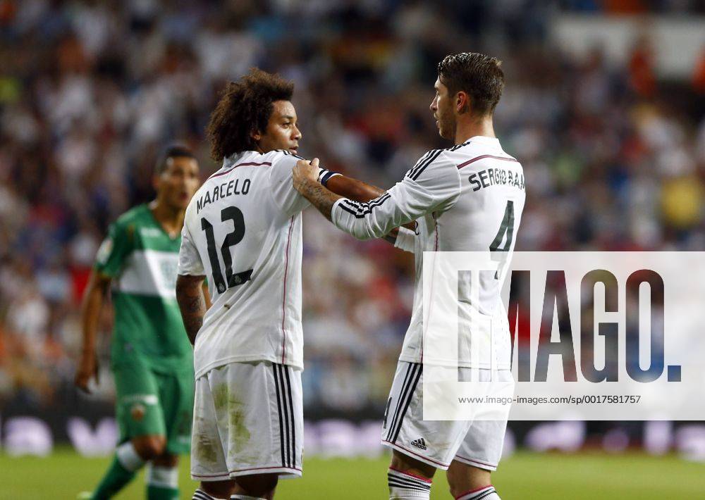 League BBVA match played between Real Madrid and FC Elche. In this picture, Marcelo and Sergio Ramos. xBEATRIZxGUZMANx