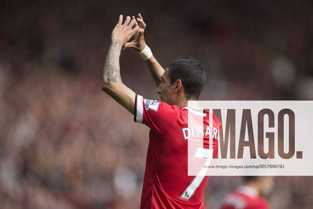 Angel di Maria of Manchester United celebrates his opening goal - Manchester United vs. Everton - Barclay s Premier League - Old Trafford - Manchester - 04 10 2014 Pic Philip Oldham Sportimage .