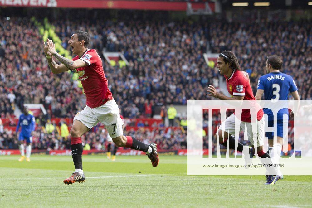 Angel di Maria of Manchester United celebrates his opening goal - Manchester United vs. Everton - Barclay s Premier League - Old Trafford - Manchester - 04 10 2014 Pic Philip Oldham Sportimage .