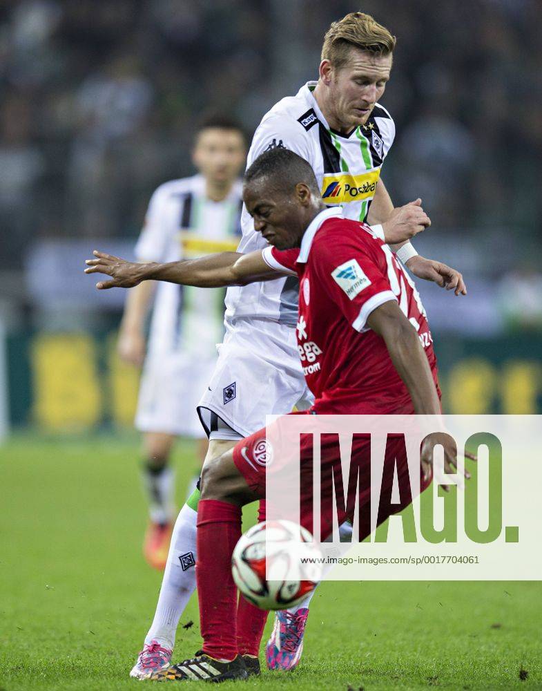Mönchengladbach, 05.10.2014, Borussia Park Andre Hahn (BMG), Junior Diaz (Mainz) VfL Borussia Mönchengladbach - FSV Mainz 05 mm