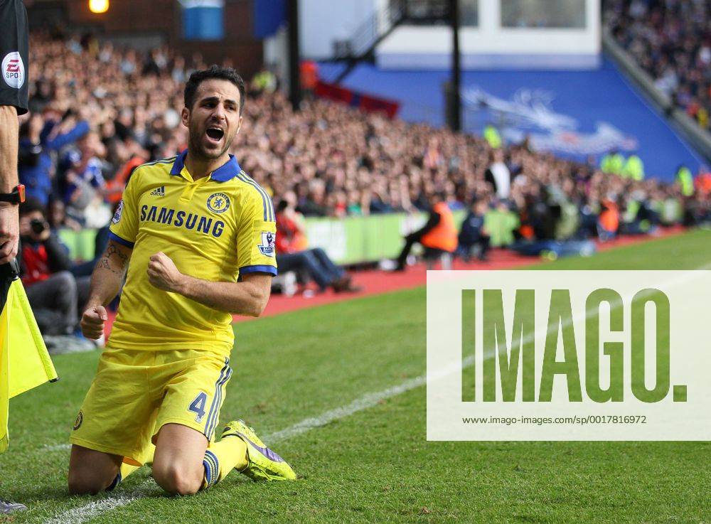 Chelsea s Cesc Fabregas celebrates scoring his sides second goal - Barclays Premier League - Crystal Palace vs Chelsea - Selhurst Park - England - 18th October 2014 - Picture David Klein Sportimage .